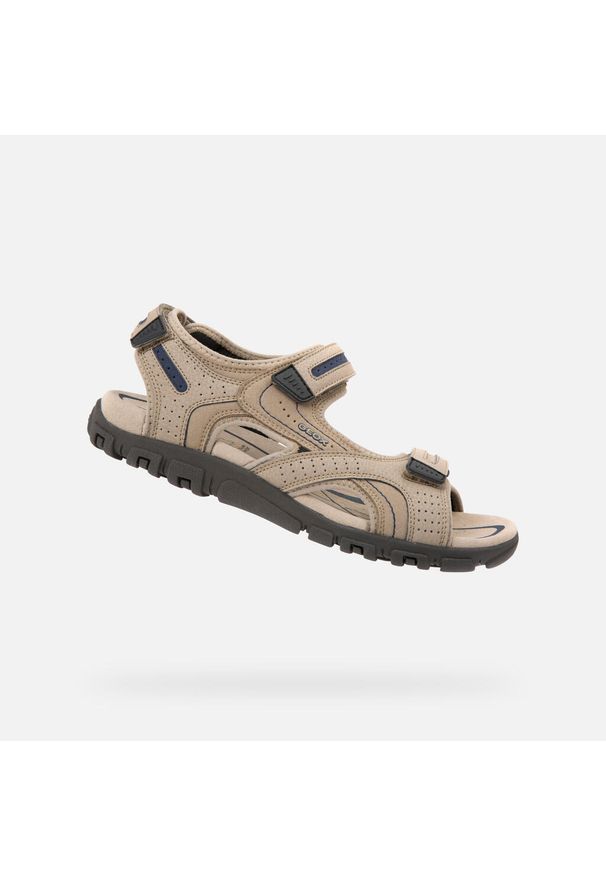 Geox - Sandały GEOX UOMO SANDAL STRADA Jasnobrązowy. Kolor: zielony, niebieski, wielokolorowy, brązowy. Materiał: tkanina, skóra. Sport: pływanie