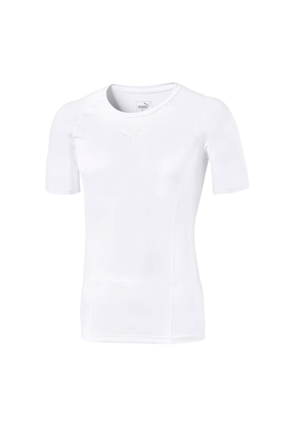 Puma - Męska Koszulka Z Krótkim Rękawem Liga Base Layer Top. Kolor: biały. Długość rękawa: krótki rękaw. Długość: krótkie. Sport: turystyka piesza