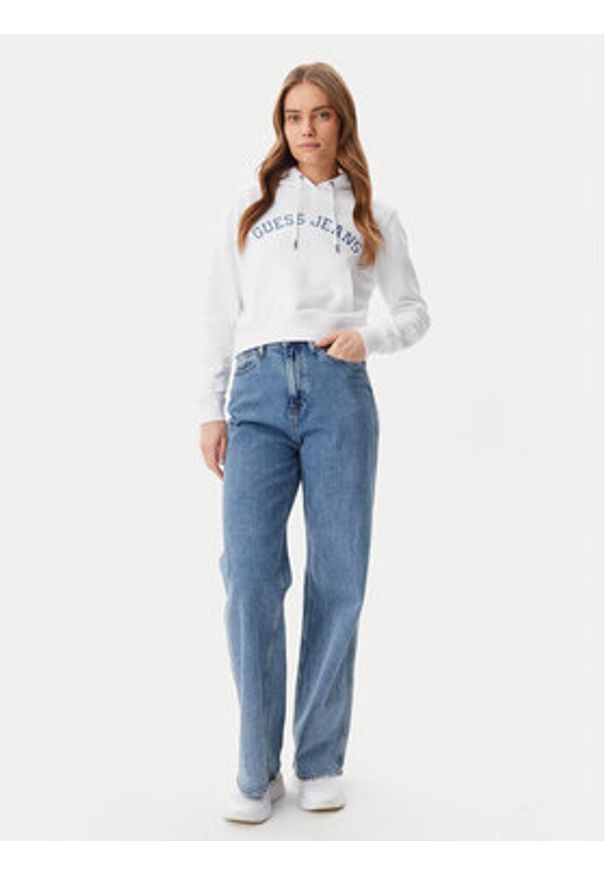 Guess Jeans Bluza W5GQ22 K68I4 Biały Regular Fit. Kolor: biały. Materiał: bawełna