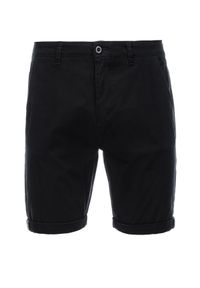 Ombre Clothing - Spodenki męskie chino - czarne V12 - Rozmiar: XXL. Kolor: czarny. Materiał: elastan, bawełna. Długość: krótkie. Sezon: lato #3