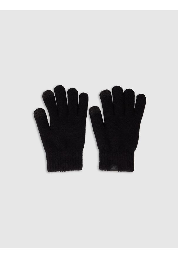 4f - 4F Rękawiczki dzianinowe Touch Screen dziecięce - czarne S/M. Kolor: czarny. Materiał: dzianina. Styl: casual, klasyczny