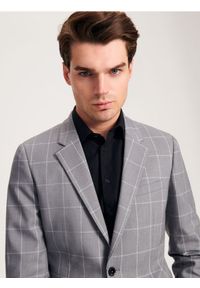 Reserved - Marynarka slim fit w kratę - jasnoszary. Kolor: szary. Materiał: wiskoza, tkanina #1
