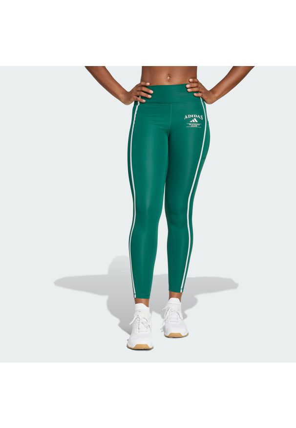 Adidas - Legginsy Optime Heritage Full-Length. Kolor: zielony, biały, wielokolorowy. Materiał: materiał. Technologia: ClimaCool (Adidas)