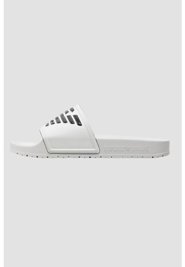 Emporio Armani - EMPORIO ARMANI Białe klapki Mules PVC logo, Rozmiar 43. Kolor: biały