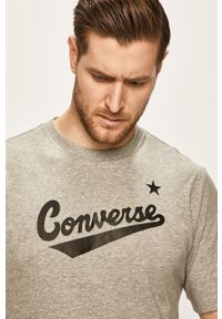 Converse - T-shirt 10018235.A04-VGH. Okazja: na co dzień. Kolor: szary. Materiał: dzianina. Wzór: nadruk. Styl: casual #5