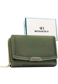 ROVICKY - Portfel damski ze skóry ekologicznej w zielonym kolorze, zamykany na zatrzask - Rovicky. Kolor: zielony. Materiał: skóra ekologiczna #1