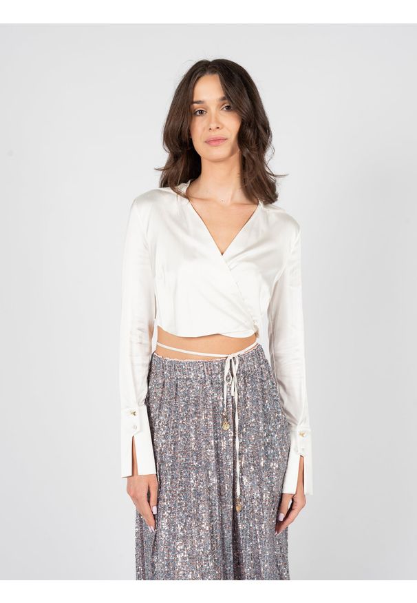 Patrizia Pepe Koszula | 8C0500/A644 | Kobieta | Biały. Okazja: na co dzień. Kolor: biały. Materiał: poliamid, wiskoza. Długość: długie. Styl: klasyczny, elegancki, casual