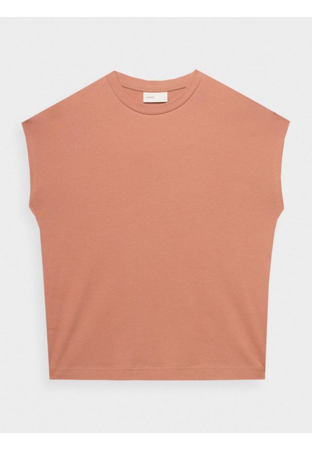 outhorn - T-shirt gładki damski - pomarańczowy. Okazja: na co dzień. Kolor: pomarańczowy. Materiał: bawełna, dzianina. Długość rękawa: krótki rękaw. Wzór: gładki. Styl: casual