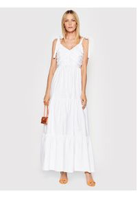 Fracomina Sukienka letnia FP22SD3012W40001 Biały Regular Fit. Kolor: biały. Materiał: bawełna. Sezon: lato #5