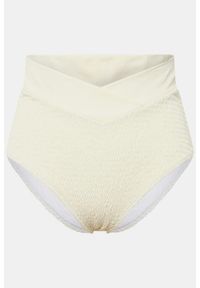 ULLA POPKEN - Damskie Figi bikini faktura wysoki stan pas w kopertowym stylu. Stan: podwyższony. Kolekcja: plus size. Kolor: beżowy. Materiał: poliester, poliamid, materiał, elastan #2
