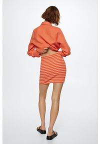 mango - Mango spódnica Rama kolor pomarańczowy mini prosta. Okazja: na co dzień. Stan: podwyższony. Kolor: pomarańczowy. Materiał: włókno, dzianina. Styl: casual #4