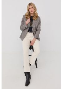 The Kooples marynarka kolor beżowy jednorzędowa wzorzysta. Kolor: beżowy. Materiał: tkanina. Styl: klasyczny #5