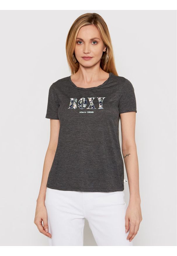 Roxy T-Shirt Chasing The Swell ERJZT05179 Szary Regular Fit. Kolor: szary. Materiał: syntetyk