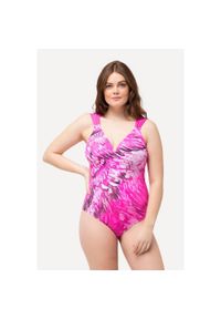 ULLA POPKEN - Damski Kostium kąpielowy skrzydła miękkie miseczki kokardka z recyklingu. Kolekcja: plus size. Kolor: różowy. Materiał: elastan, poliamid, materiał