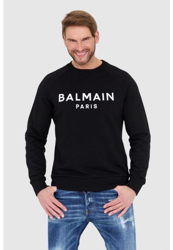 Balmain - BALMAIN Czarna bluza męska z logo, Rozmiar XXL. Kolor: czarny