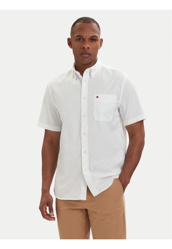 TOMMY HILFIGER - Tommy Hilfiger Koszula MW0MW42285 Biały Regular Fit. Kolor: biały. Materiał: bawełna