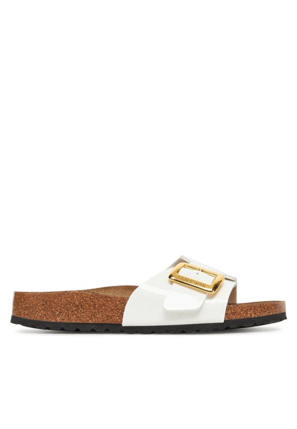 Birkenstock Klapki Catalina Cushion Buckle 1029437 Biały. Kolor: biały. Materiał: skóra