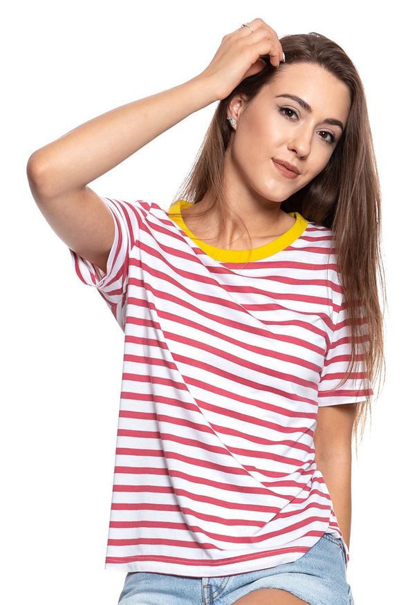 Mustang - MUSTANG T SHIRT DAMSKI Alina Stripe Tee 1009421 11721. Wzór: paski