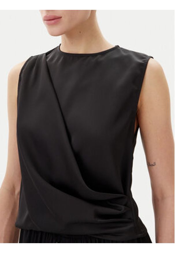Eleh Bluzka ESS250183 Czarny Regular Fit. Kolor: czarny. Materiał: syntetyk