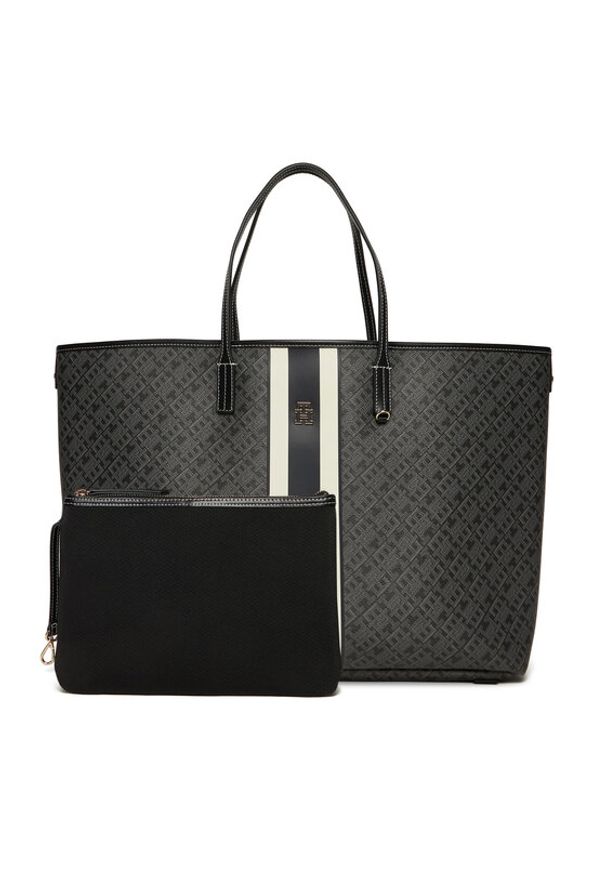 TOMMY HILFIGER - Tommy Hilfiger Torebka Th Monoplay Le Maxi Tote AW0AW17697 Czarny. Kolor: czarny. Materiał: skórzane