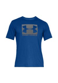 Under Armour - Męska Koszulka Sportstyle Boxed Logo T-shirt. Kolor: niebieski. Sport: turystyka piesza