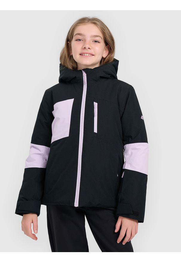 4f - 4F Kurtka narciarska membrana 10000 dziewczęca - czarna 152 (11-12 lat). Kolor: czarny. Materiał: poliester, materiał. Sezon: lato