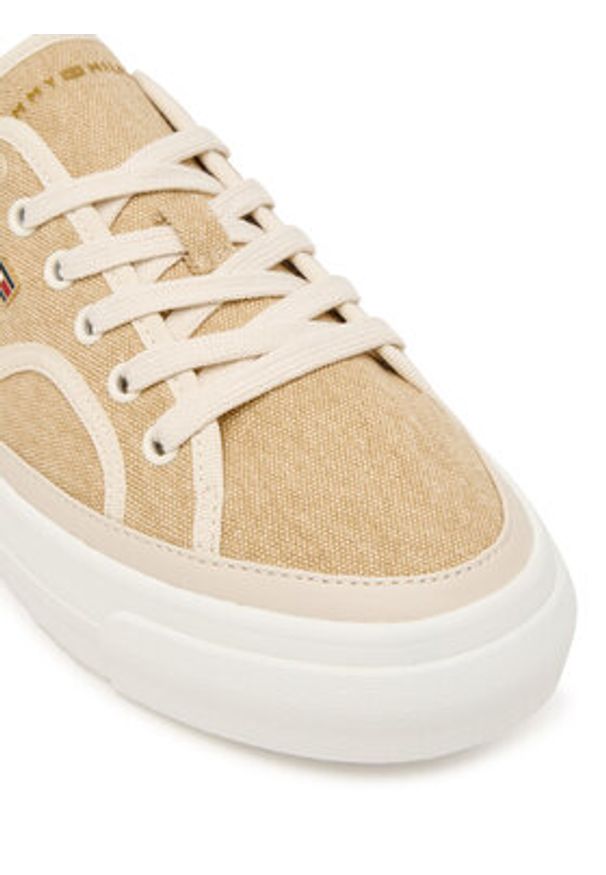 TOMMY HILFIGER - Tommy Hilfiger Tenisówki Platform Vulc Piping FW0FW09394 Żółty. Kolor: żółty. Materiał: materiał. Obcas: na platformie