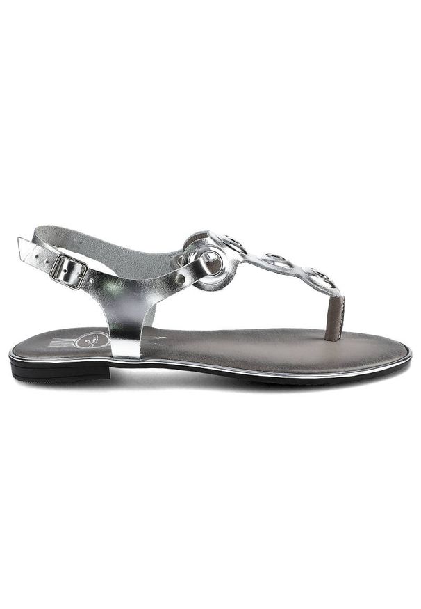 Srebrne Sandały Lemar Damskie Stylowe Buty Letnie. Okazja: na co dzień. Kolor: srebrny. Materiał: skóra. Sezon: lato. Obcas: na obcasie. Styl: elegancki. Wysokość obcasa: niski
