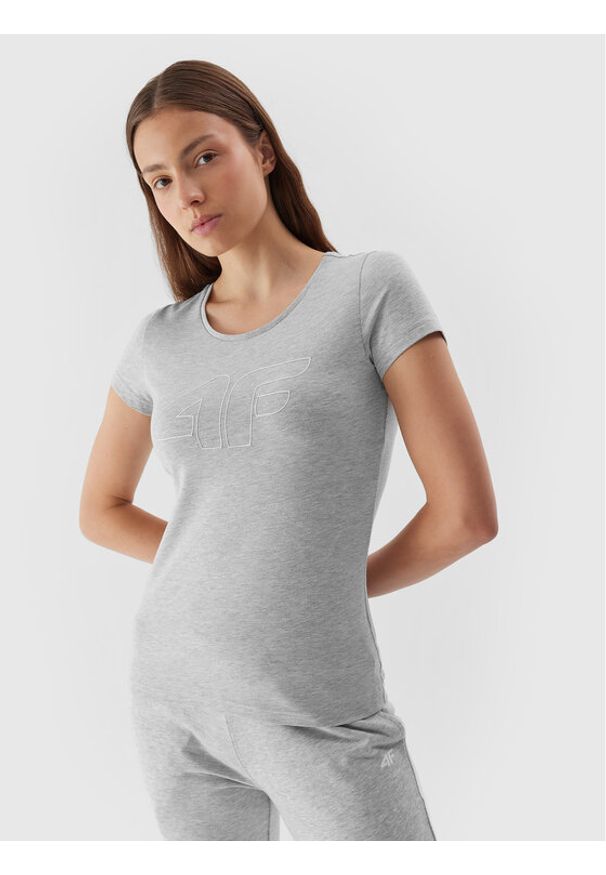 4f - 4F T-Shirt 4FAW23TTSHF0907 Szary Slim Fit. Kolor: szary. Materiał: bawełna