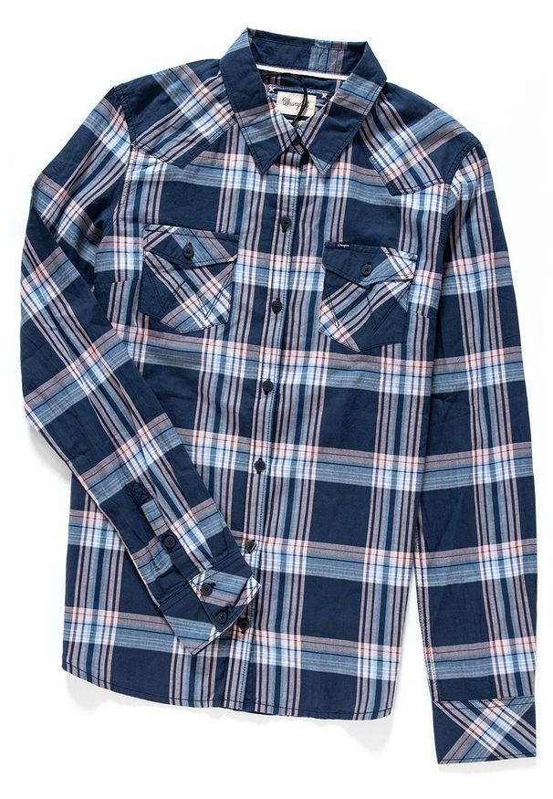 Wrangler - KOSZULA WRANGLER L/S WESTERN SHIRT NAVY W5045LU35. Materiał: materiał