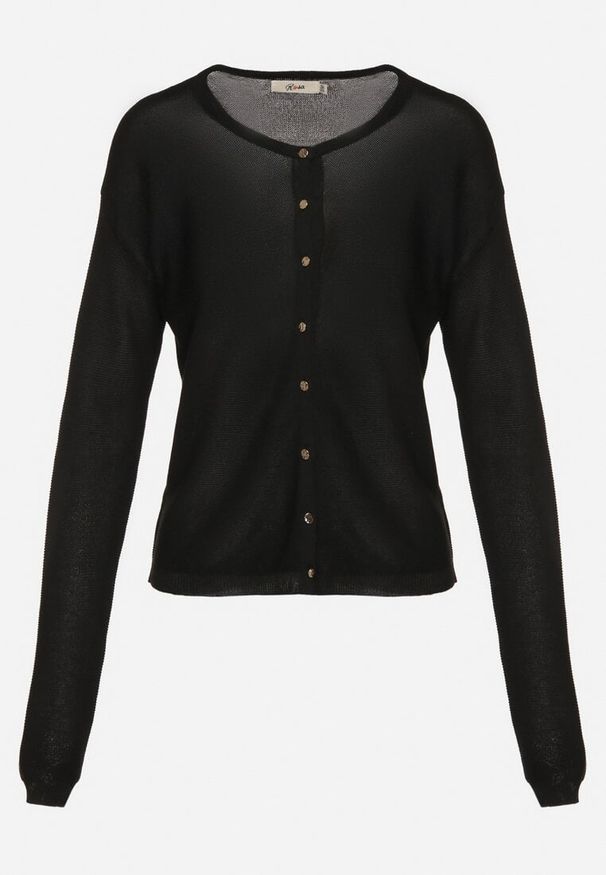 Born2be - Czarny Kardigan z Wiskozą na Guziki Evelvania. Okazja: na co dzień. Kolor: czarny. Materiał: wiskoza. Styl: elegancki, casual