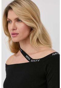 Miss Sixty sweter damski kolor czarny. Typ kołnierza: dekolt hiszpanka. Kolor: czarny. Materiał: dzianina. Długość rękawa: długi rękaw. Długość: długie #2