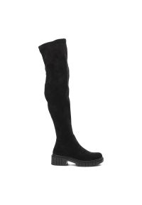 Czarne Kozaki S.Barski Modne Obuwie Damskie. Okazja: na co dzień. Wysokość cholewki: za kolano. Kolor: czarny. Materiał: materiał. Styl: casual, elegancki