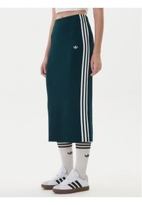 Adidas - adidas Spódnica ołówkowa adicolor Knit 3-Stripes JW2662 Zielony Regular Fit. Kolor: zielony. Materiał: wiskoza