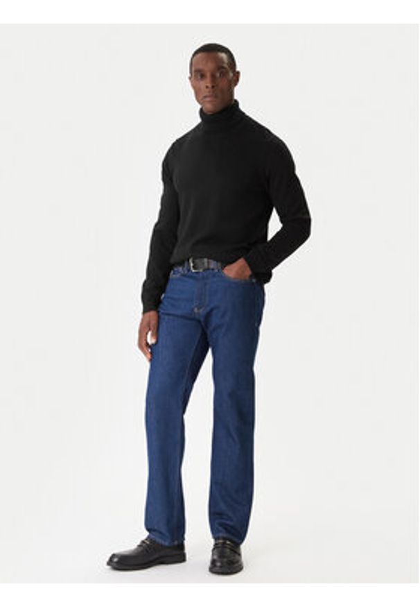 Jack & Jones Golf Basic 12258051 Czarny Regular Fit. Typ kołnierza: golf. Kolor: czarny. Materiał: bawełna