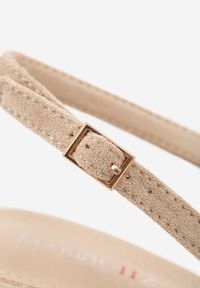 Renee - Beżowe Szpilki Slingback z Ażurową Cholewką Nessnore. Zapięcie: sprzączka. Kolor: beżowy. Materiał: satyna. Szerokość cholewki: normalna. Wzór: ażurowy. Obcas: na szpilce #2