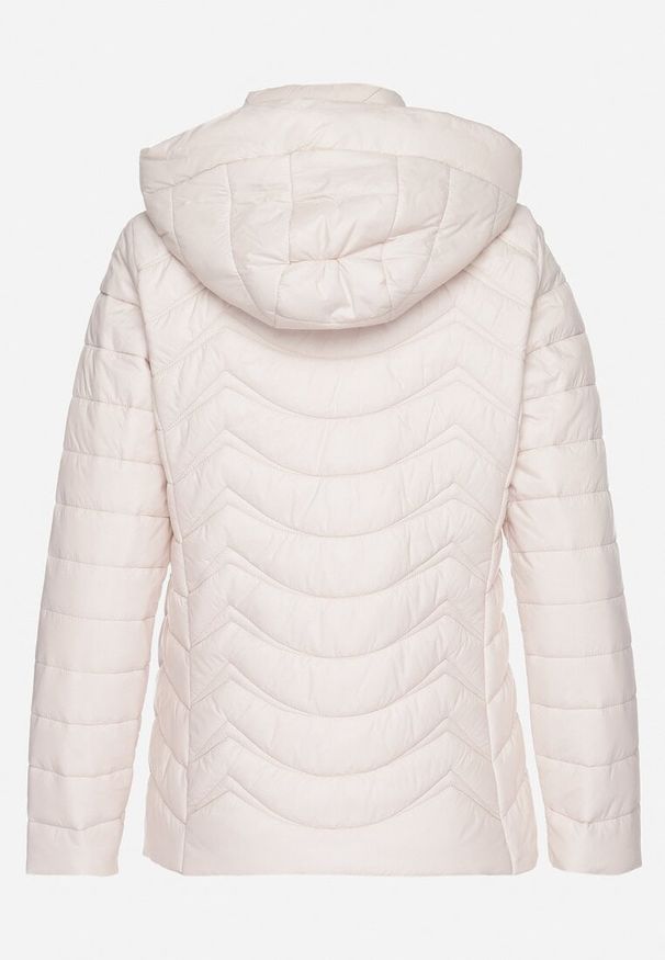 Born2be - Jasnobeżowa Pikowana Kurtka z Kapturem z Możliwością Odpięcia Natisme. Okazja: na co dzień. Typ kołnierza: kaptur. Kolor: beżowy. Materiał: jeans. Styl: casual, elegancki