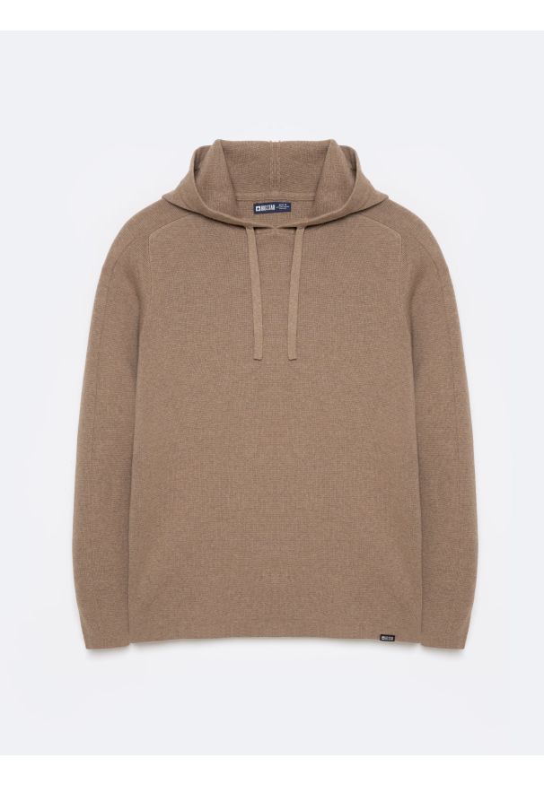 Big-Star - Sweter męski z kapturem beżowy Hoodsy 805. Typ kołnierza: kaptur. Kolor: beżowy. Materiał: jeans. Styl: klasyczny