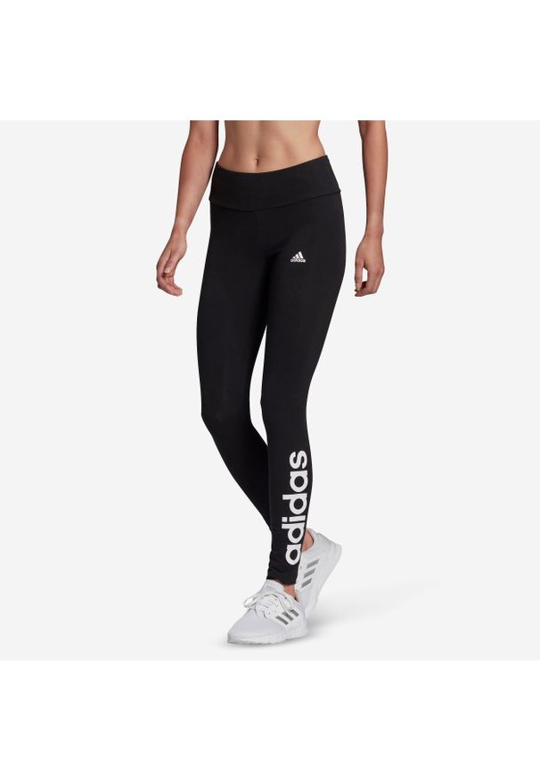 Legginsy Fitness Adidas czarne. Kolor: czarny. Materiał: elastan, bawełna, materiał. Sport: fitness