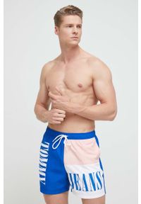 Tommy Jeans szorty kąpielowe kolor niebieski. Kolor: niebieski. Materiał: tkanina, poliester. Wzór: nadruk #2