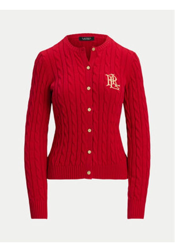 Lauren Ralph Lauren - LAUREN RALPH LAUREN Kardigan 200932225008 Czerwony Regular Fit. Kolor: czerwony. Materiał: bawełna, syntetyk