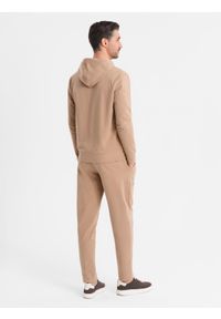 Ombre Clothing - Komplet dresowy męski bluza z kapturem + spodnie dresowe - brązowy V3 - Rozmiar: S. Okazja: na co dzień. Typ kołnierza: kaptur. Kolor: brązowy. Materiał: dresówka. Styl: casual #7