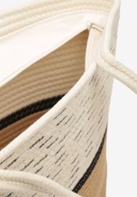 Renee - Beżowa Duża Torebka Tote z Plecionej Bawełny Fai. Kolor: beżowy. Rozmiar: duże. Styl: casual, boho, elegancki