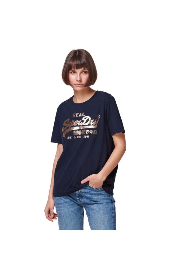 Koszulka turystyczna damska Superdry Sparkle. Kolor: niebieski. Materiał: bawełna