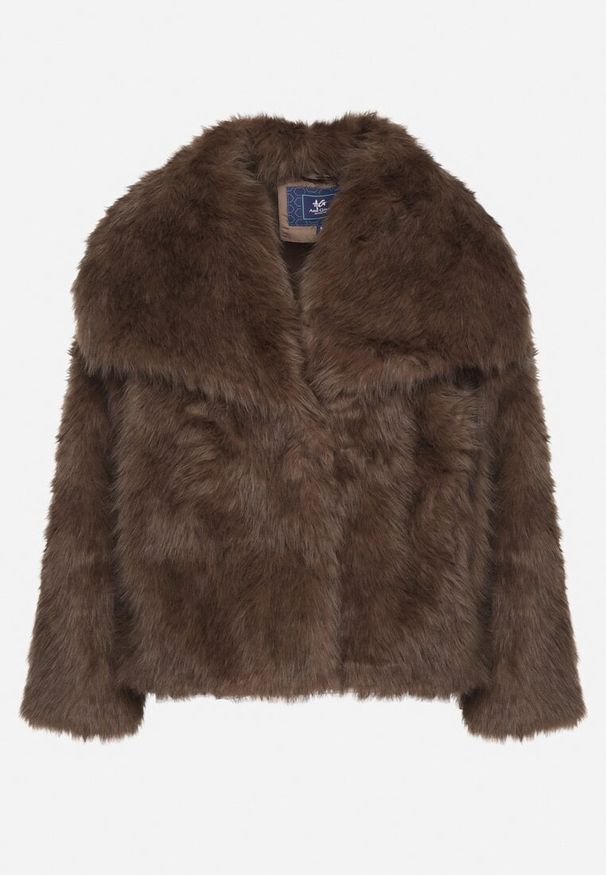 Born2be - Brązowa Kurtka Futro z Wsuwanymi Kieszeniami Liriena. Okazja: na co dzień, na spacer. Kolor: brązowy. Materiał: futro. Styl: casual, klasyczny, elegancki
