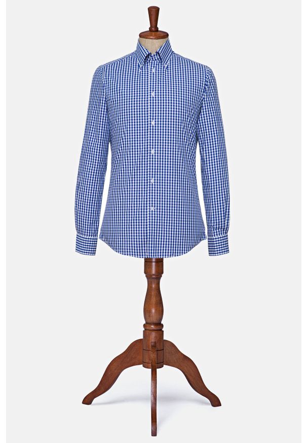 Lancerto - Koszula w Granatową Kratę Minneapolis. Okazja: na co dzień. Typ kołnierza: button down. Kolor: niebieski. Materiał: tkanina, bawełna. Wzór: kratka. Styl: klasyczny, vintage, casual