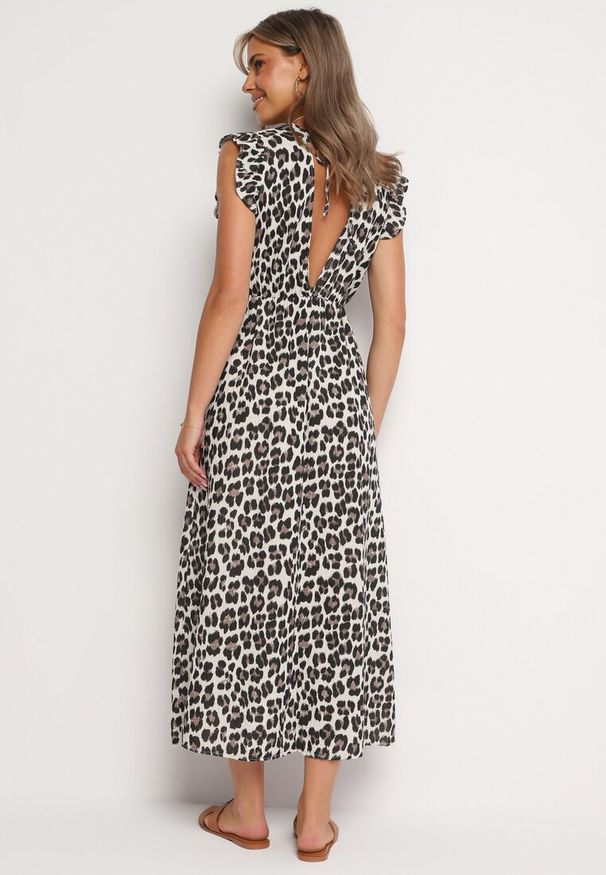 Born2be - Brązowa Bawełniana Sukienka Boho Wiązana z Tyłu Brynivia. Okazja: na spacer, na co dzień. Kolor: brązowy. Materiał: bawełna. Długość rękawa: krótki rękaw. Typ sukienki: proste. Styl: boho