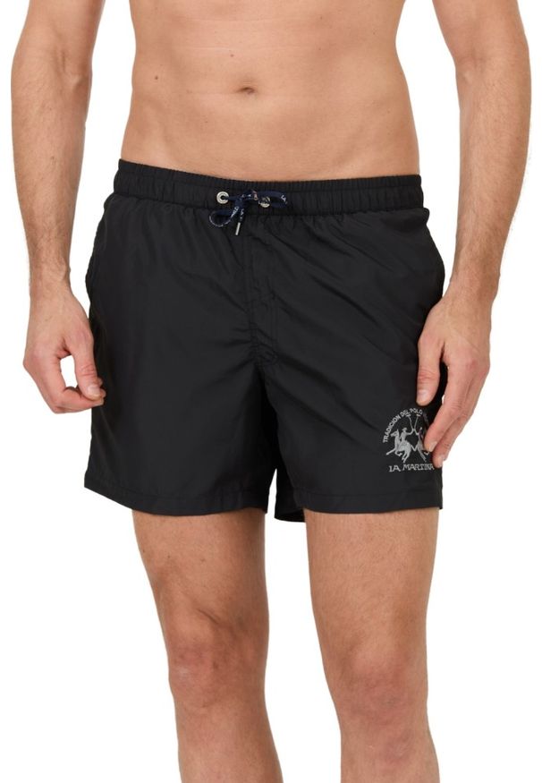 La Martina - LA MARTINA Czarne męskie kąpielówki, Rozmiar XXL. Kolor: czarny. Materiał: nylon