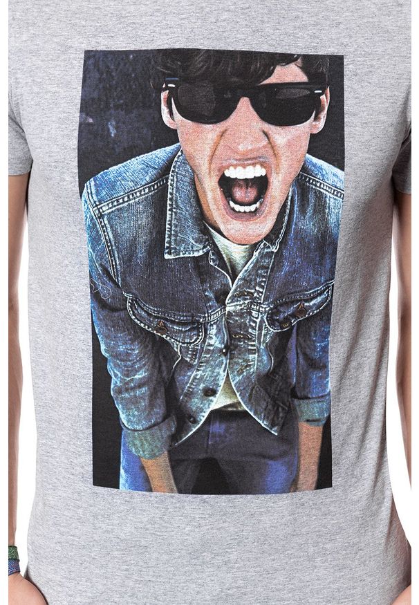 Lee - LEE T SHIRT PHOTO TEE GREY MELE L65UAI37. Wzór: melanż