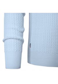 Lekki (Przejściowy) Sweter Męski z Bawełnianej Dzianiny - Pako Jeans - Błękitny. Okazja: na spotkanie biznesowe, do pracy. Kolor: niebieski. Materiał: bawełna. Styl: biznesowy, klasyczny #7